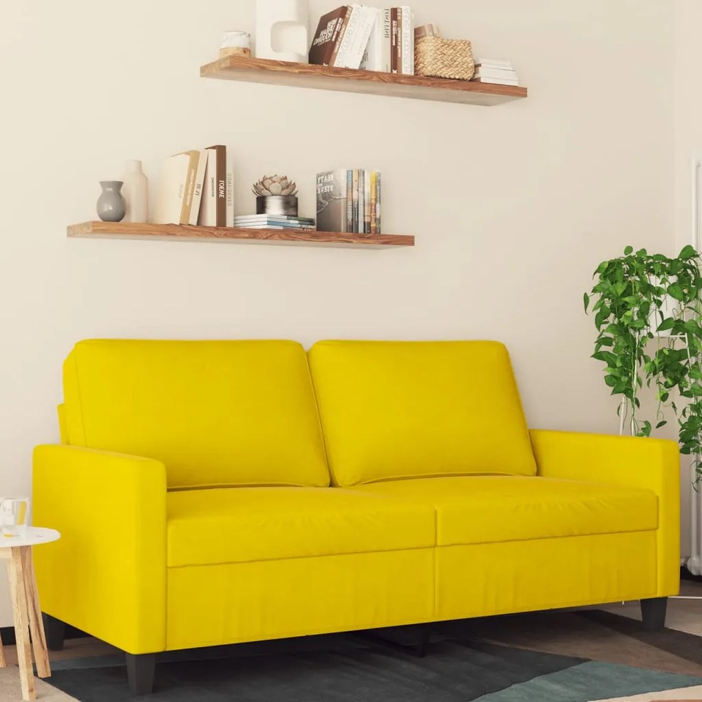 Divano A 2 Posti Giallo 140 Cm İn Velluto /