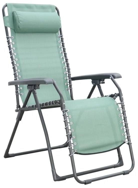 Sedia da giardino con cuscino Relax Chair pieghevole con braccioli in acciaio, seduta in textilene verde L 65 x H 116 x P 91 cm