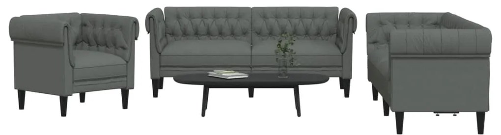 Set Di Divani 3 Pz Grigio Scuro İn Tessuto /