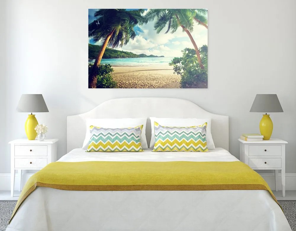 Quadro su tela – Tramonto sull'isola delle Seychelles