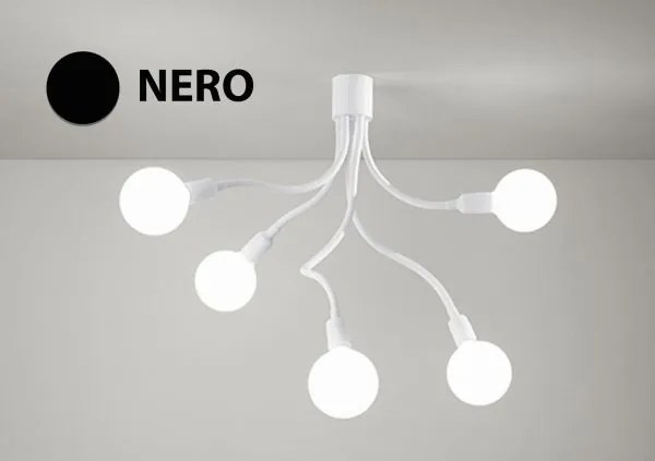 Lampadario a soffitto bulbo cinque luci 6680 n nero