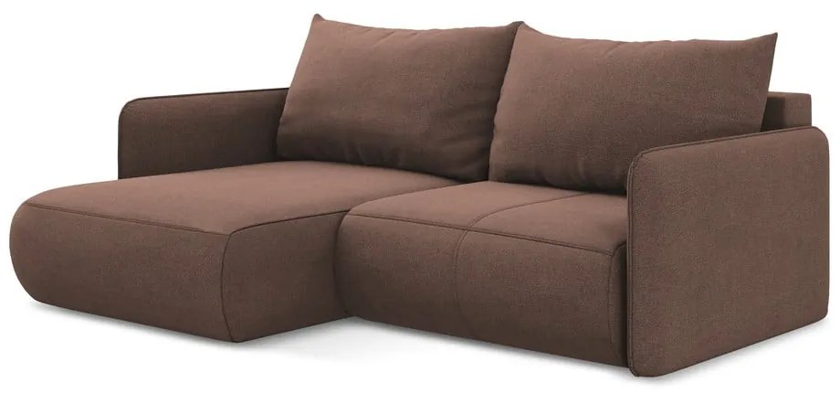 Divano angolare rosa allungabile/con contenitore (con penisola a sinistra) Nanea – Makamii