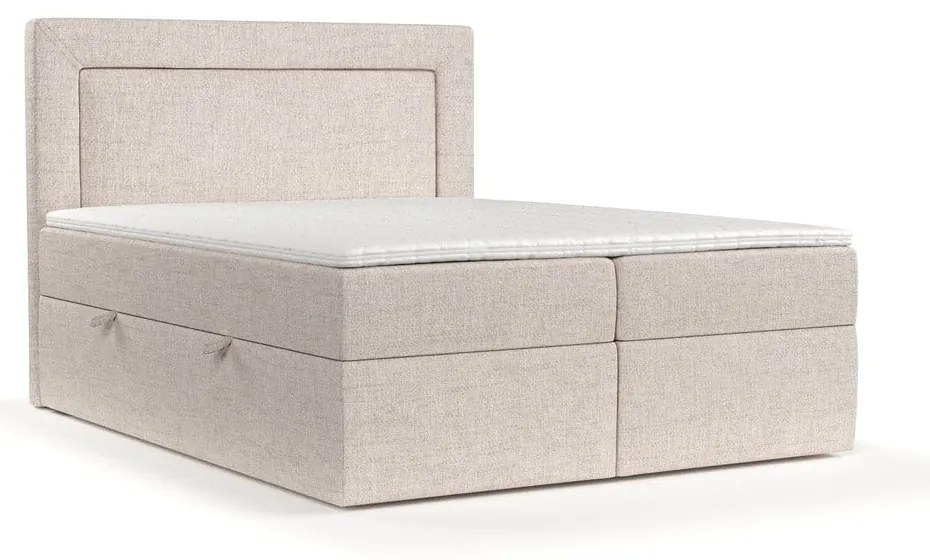 Letto boxspring beige con contenitore 160x200 cm Imagine - Maison de Rêve