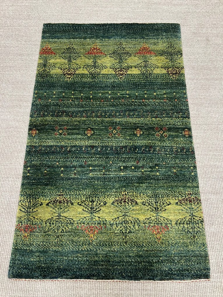 Loribaft Tappeto 140x80 Verde (Iran) Annodato A Mano