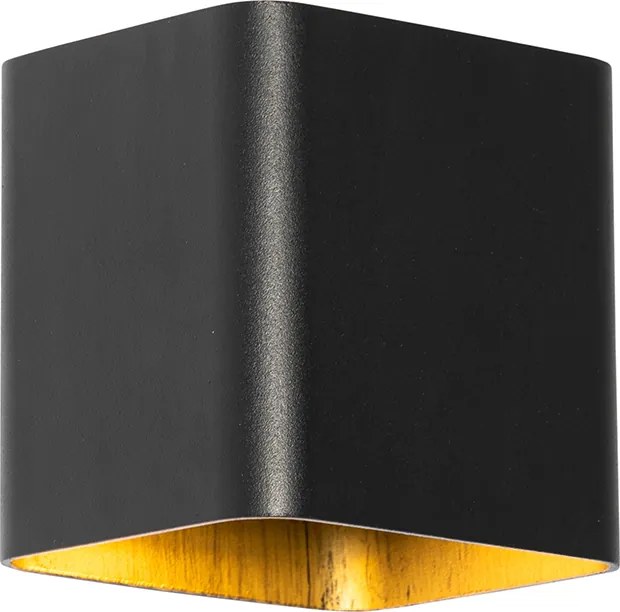 Applique da parete moderna nera con LED IP54 quadrata - Evi