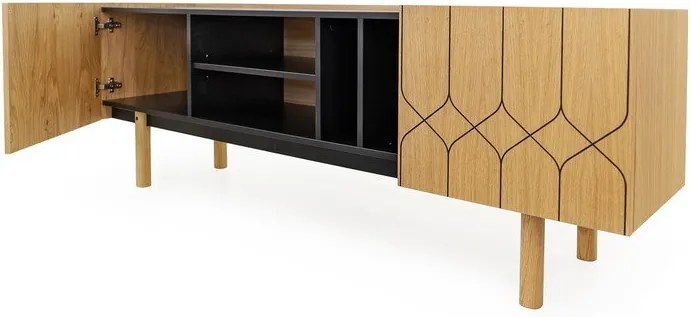 Tavolo TV in rovere nero/naturale 175x60 cm Porto - Woodman
