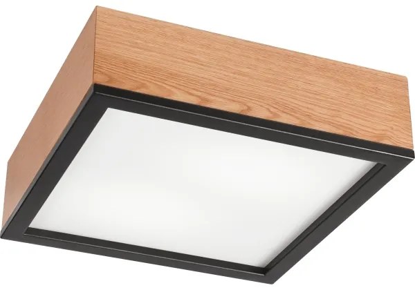 Plafoniera OAK SQUARE 2xE27/15W/230V 31x31 cm quercia/nero