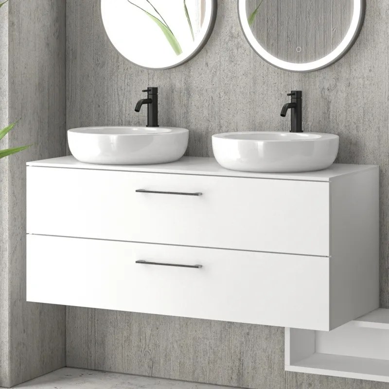 Mobile bagno 120cm con 2 cassetti e piano per lavabo appoggio EL-120P - KAMALU