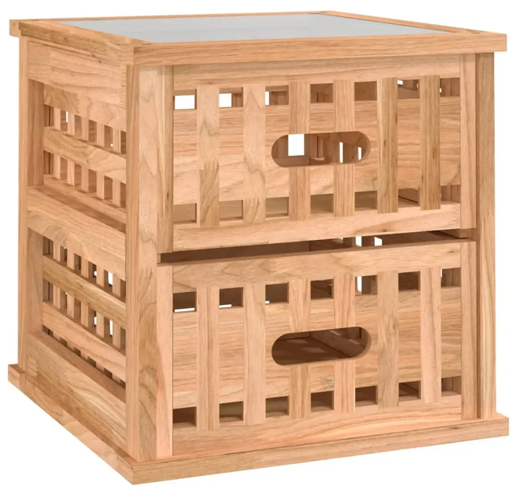 Comodini 2 pz 34x34x34 cm in legno massello di noce