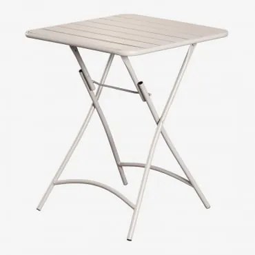 Tavolo Da Giardino Quadrato 60x60 Cm Pieghevole In Acciaio Janti Tapioca Beige - Sklum