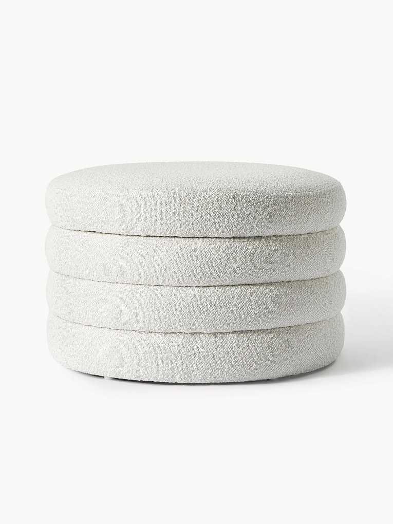 Pouf imbottito XL in bouclé con vano contenitore Alto