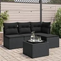 Set Divani da Giardino 5 pz con Cuscini in Polyrattan Nero 3249344