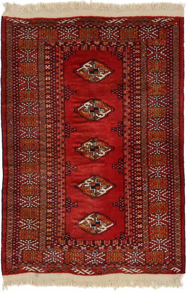 Turkmen Tappeto orientale 90x130 Rosso (Afghanistan) Annodato A Mano