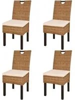 Sedie Sala da Pranzo 4 pz in Rattan Kubu e Legno di Mango 274362