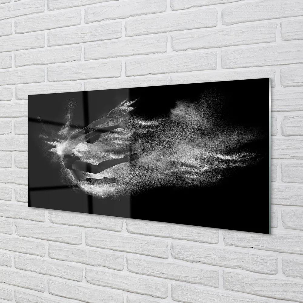 Quadro in vetro acrilico Donna Ballet fumi sfondo grigio 100x50 cm