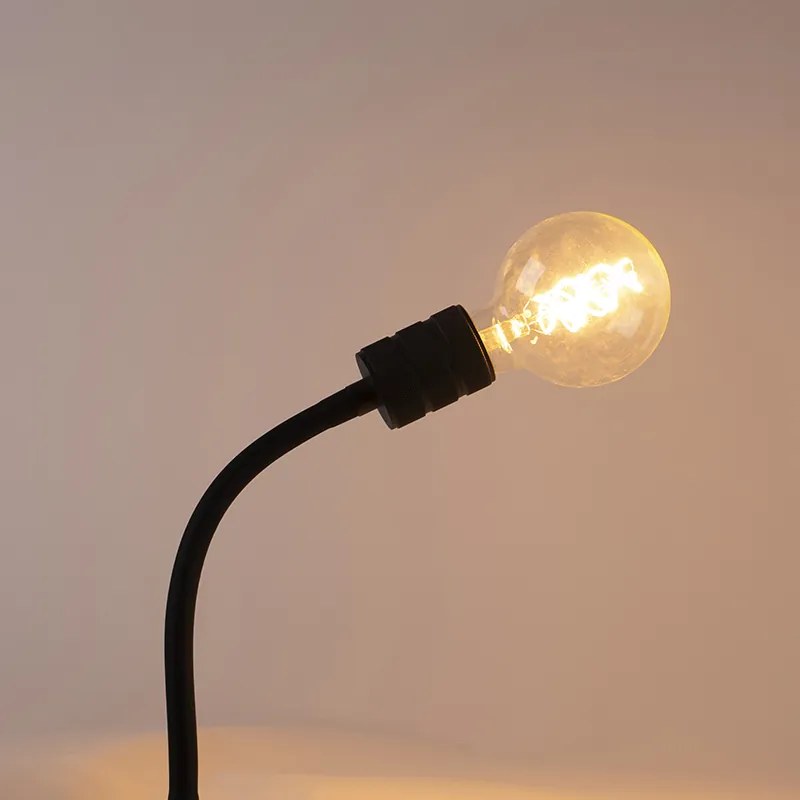 Lampada da tavolo a morsetto moderna nera con braccio flessibile - Cavalux