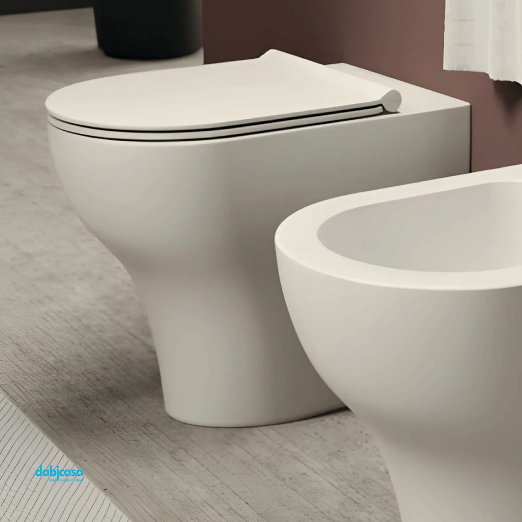 Alice Ceramica "Unica" Wc Da Terra Filo Parete Senza Brida Bianco Lucido