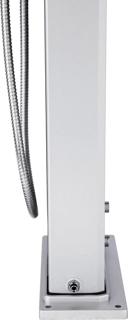Doccia Solare Ibrida da Giardino 40L Miscelatore e Doccetta Lavapiedi Alluminio Metallizzato/Legno...