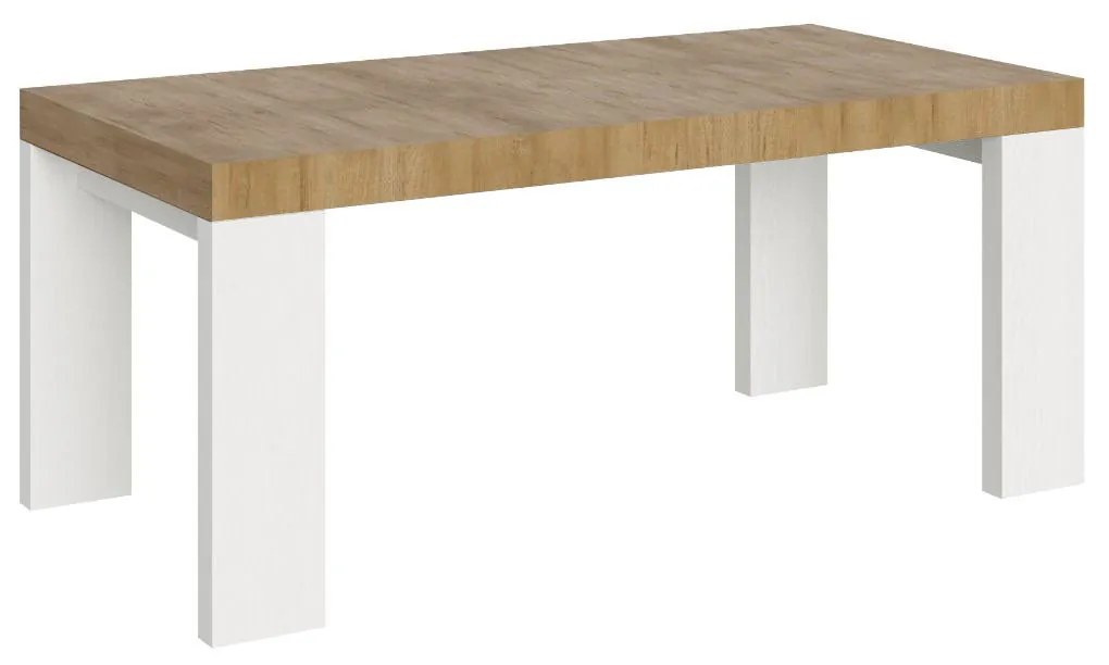 Tavolo allungabile Roxell Mix piano e gambe in diverse finiture, 90x180/440 cm / Quercia Natura / Bianco Frassino