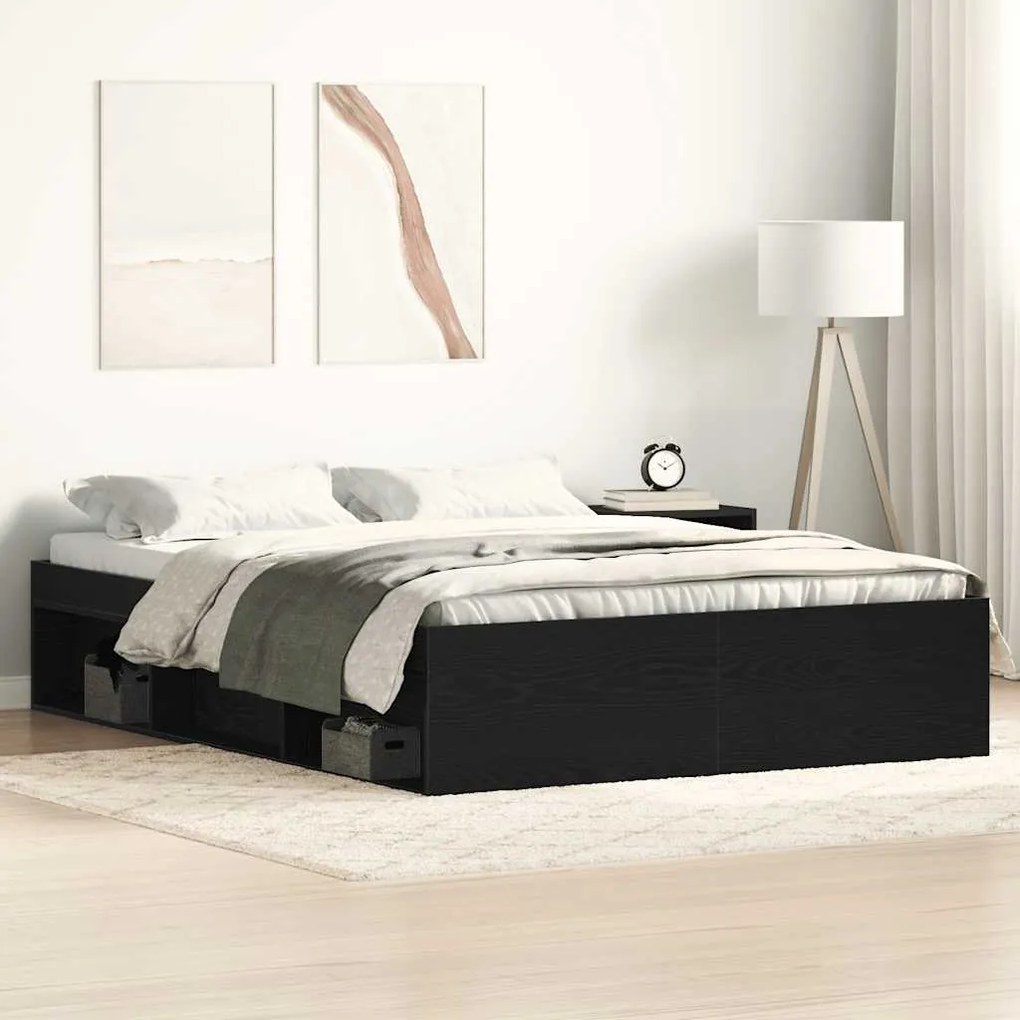 Giroletto Senza Materasso Rovere Nero 140x200 Cm Truciolato /