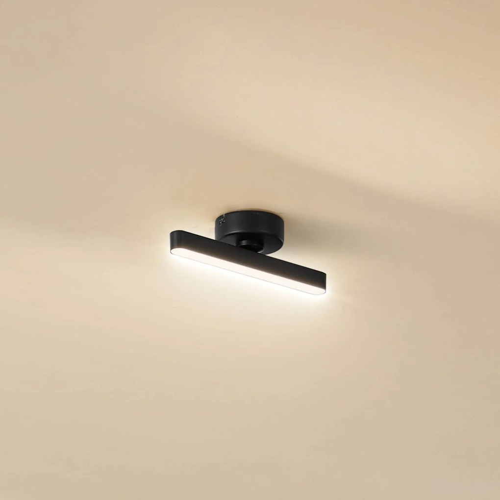 Lindby Plafoniera LED Eldrin, 1 luce, nero, barra luminosa