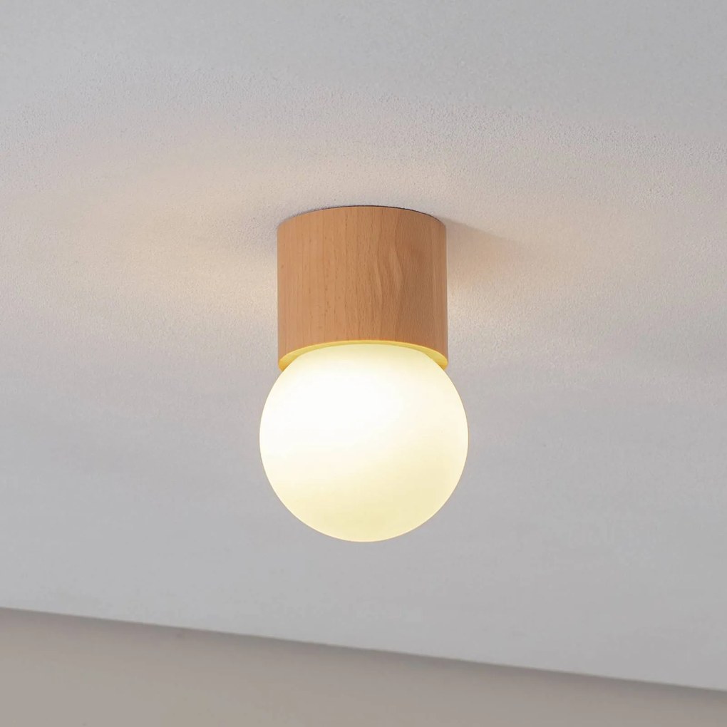 SOLLUX LIGHTING Plafoniera Boomo, Ø 12 cm, legno
