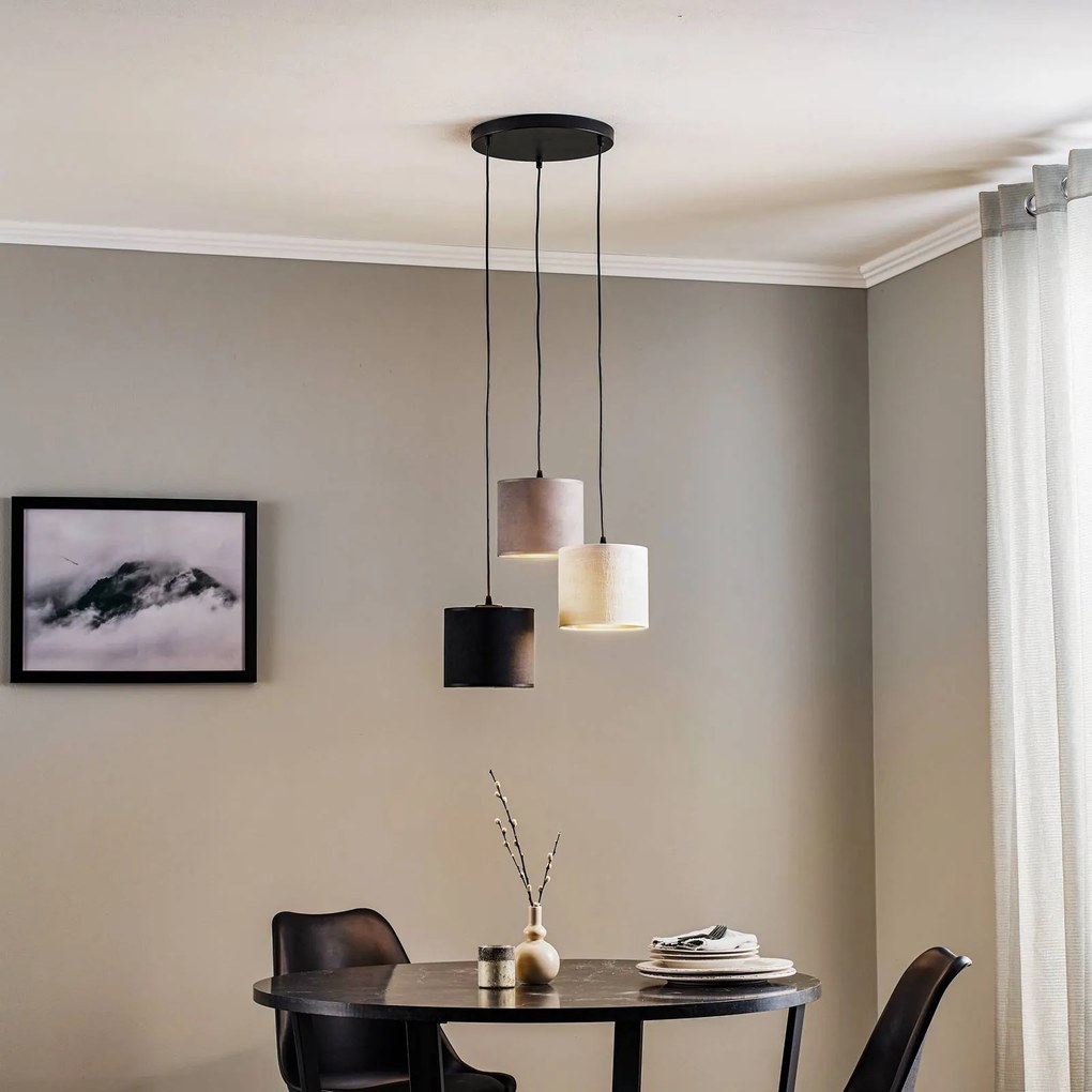 EMIBIG LIGHTING Lampada a sospensione Jari a 3 luci rotonda nero-bianco-grigio