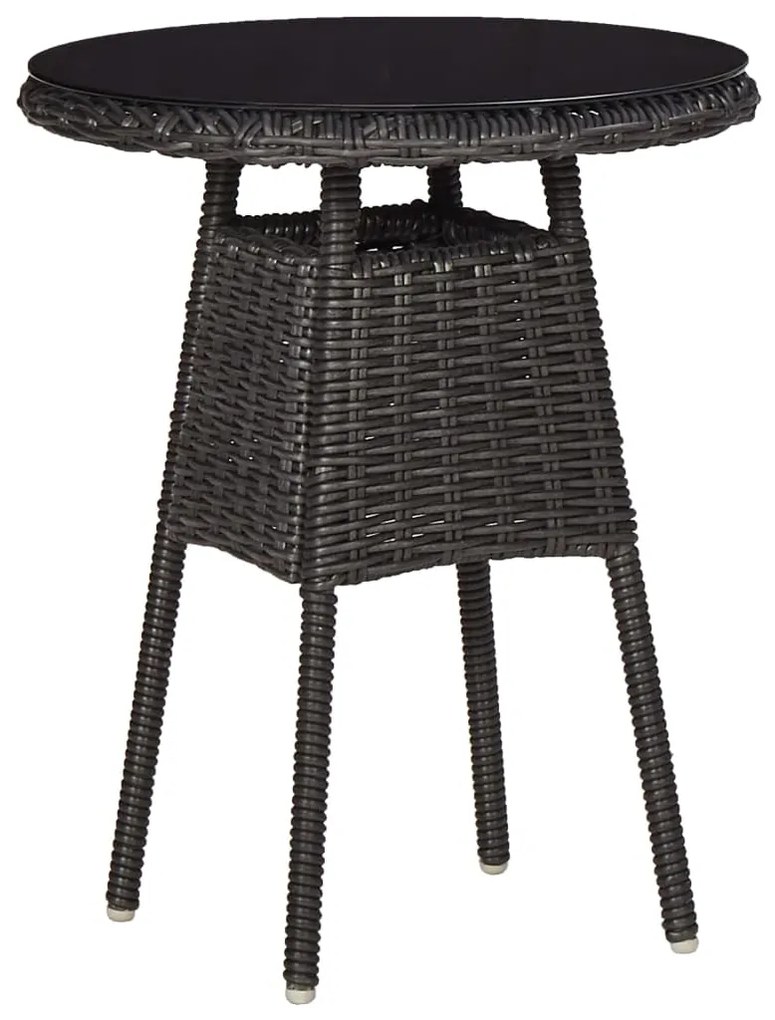 Set bistrot da giardino 3 pz con cuscini in polyrattan nero