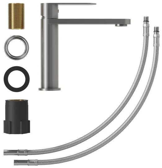 Miscelatore per lavabo TARNBY 17,3 cm, grigio con verniciatura a polvere