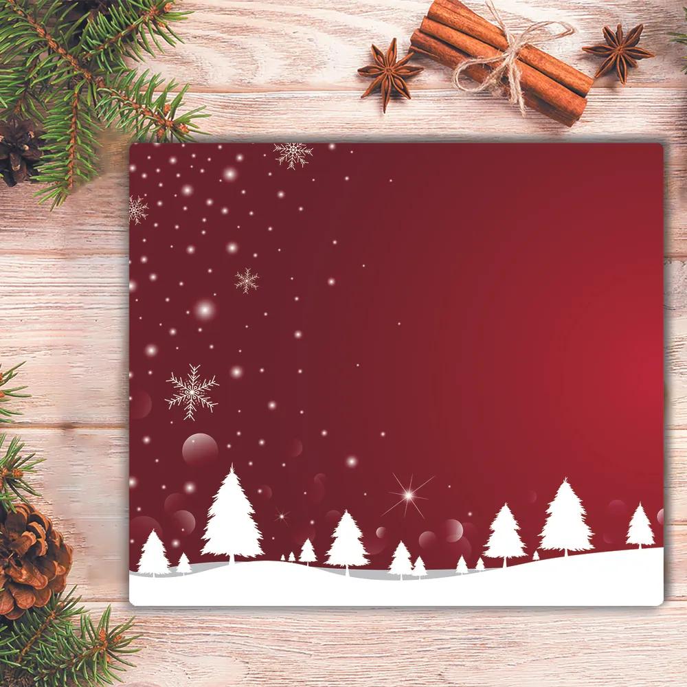 Tagliere in vetro temperato Albero di Natale Fiocchi di neve festivi 60x52 cm