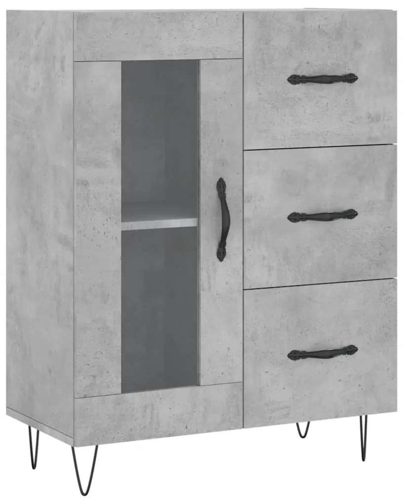 Credenza grigio cemento 69,5x34x90 cm in legno multistrato