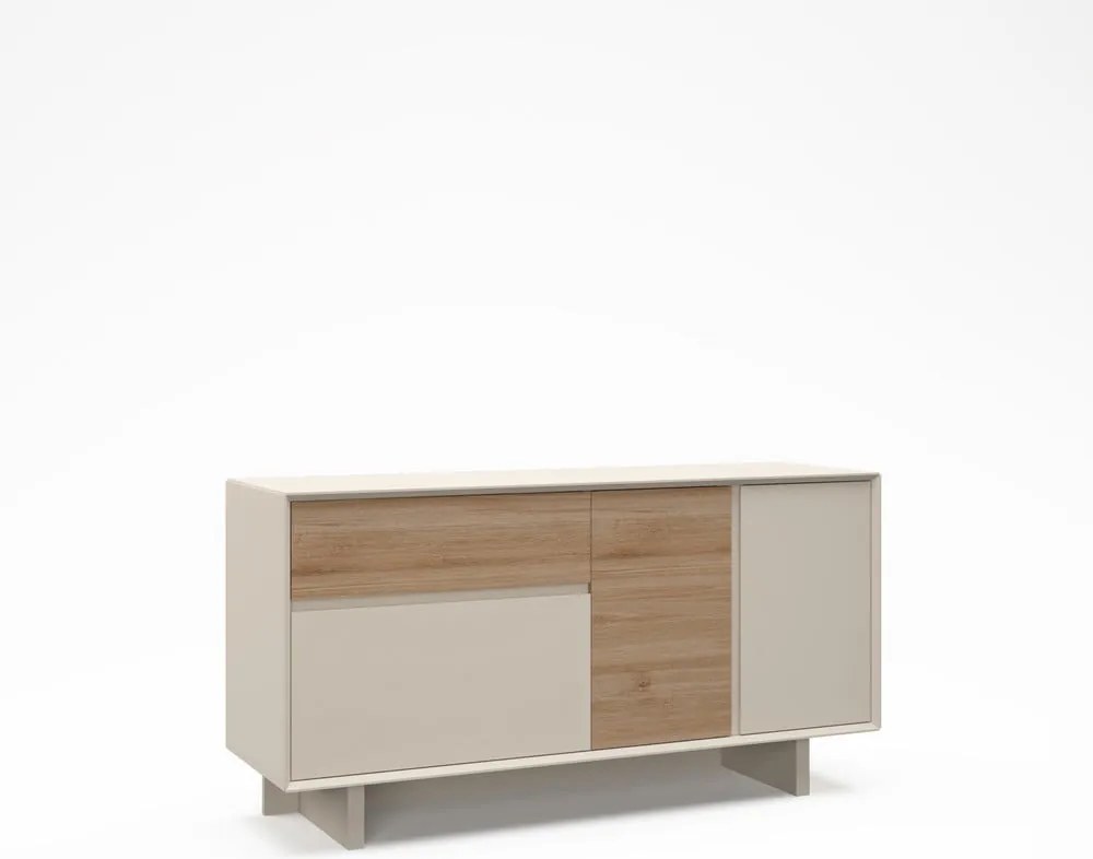 Cassettiera beige/di colore naturale con effetto rovere 146x76x45 cm Carpi – Marckeric