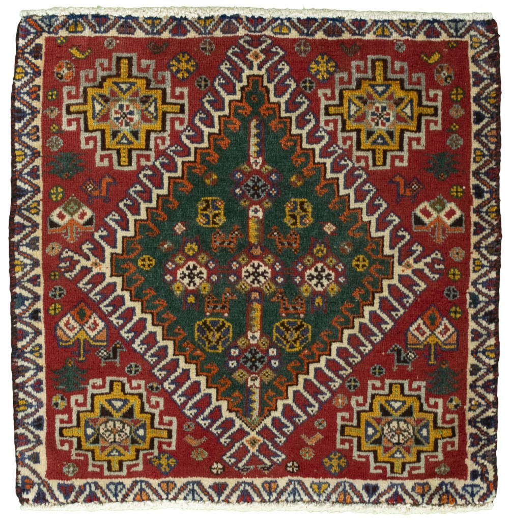 Shiraz Tappeto 60 x 60 Rosso (Iran) Annodato A Mano