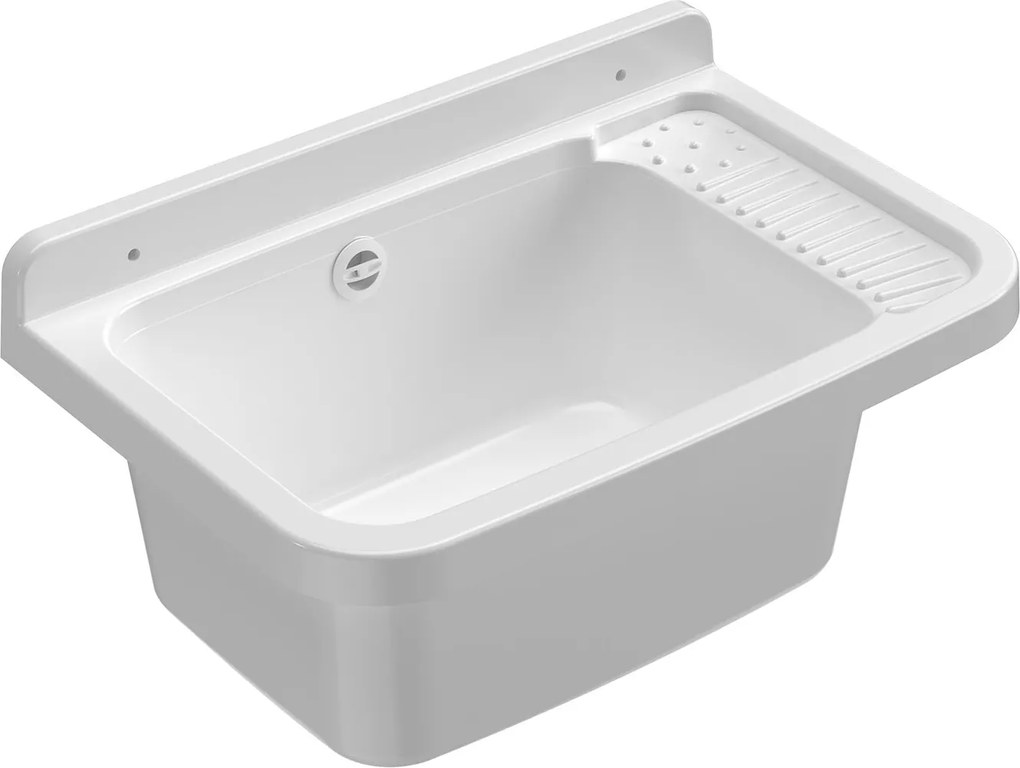 Lavatoio 50x35x24 cm Pilozzo a Parete in Resina Bianco...