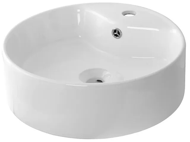 Lavabo da appoggio tondo D. 46 cm in ceramica bianco lucida