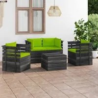 Set Divani da Giardino su Pallet 5 pz con Cuscini Massello Pino cod mxl 43963