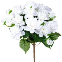 Set 2 Bouquet Artificiale di Gardenia Altezza 38 cm Bianco