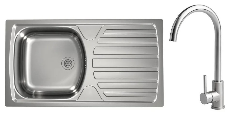 ALVEUS - Lavello da cucina BASIC 78x43,5 cm + miscelatore per lavello VIOLA 36,7 cm in acciaio inox