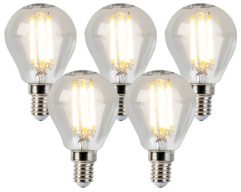 Set di 5 lampadine LED a globo E14 dimmerabili P45 5W 470lm 2700K