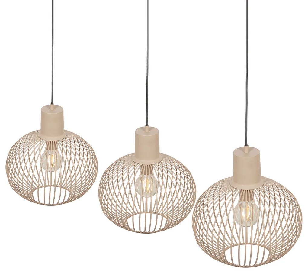 Lampada a sospensione moderna a filo nera con beige a 3 luci - Gila