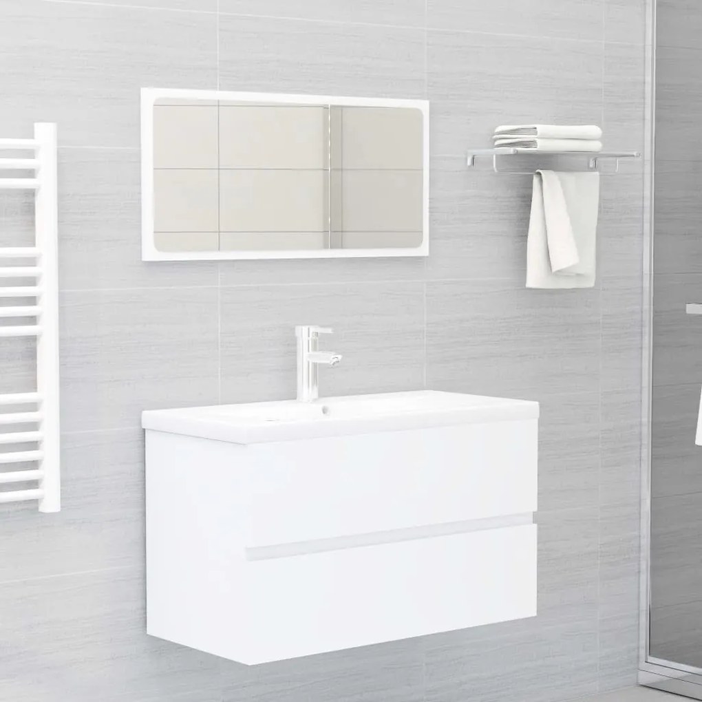 Set Mobili Da Bagno Bianco İn Truciolato /