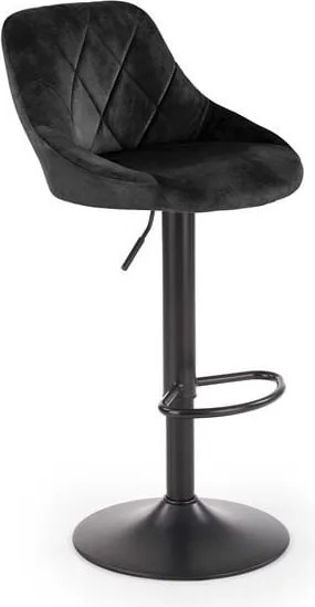 Sgabello da bar H-101 in velluto nero