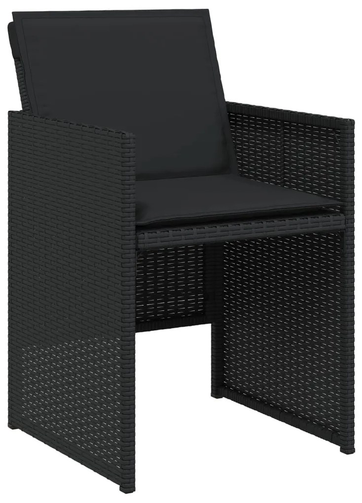 Set da pranzo da giardino 5 pz nero con cuscini in polyrattan