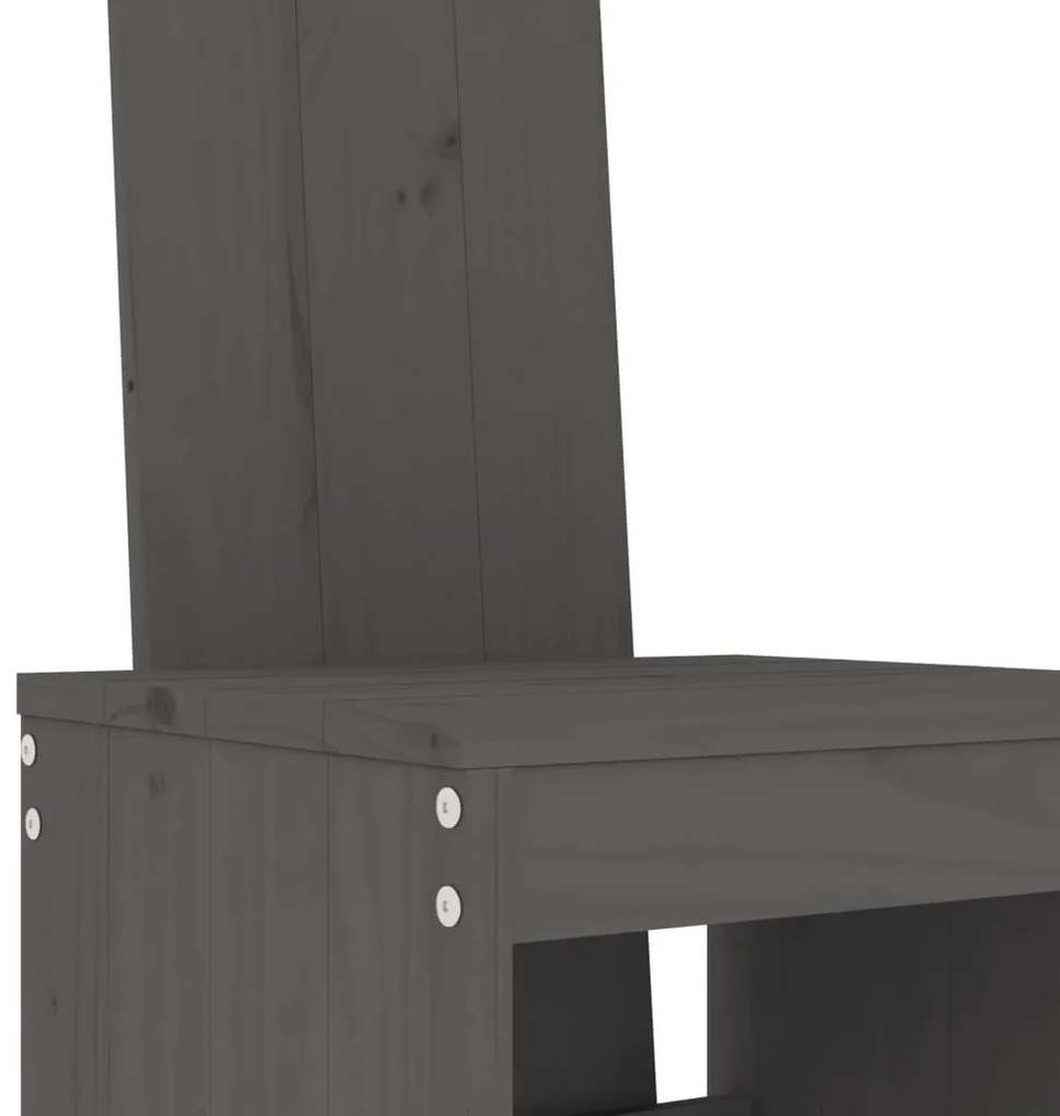 Set bar da giardino 3 pz grigio in legno massello di pino