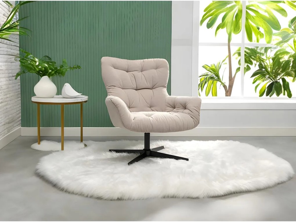 Poltrona girevole in Tessuto Beige - OPHELIE