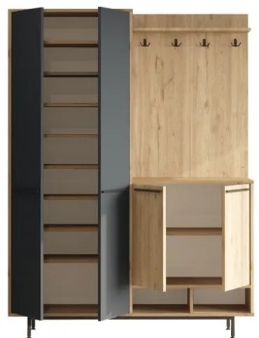 Mobile Ingresso Multiripiano Con Scarpiera E Appendiabiti Whisper Effetto Legno E Antracite