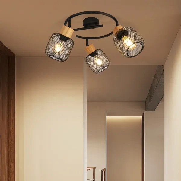 Brilagi - Faretto BASKLITE 3xE27/15W/230V in legno/nero