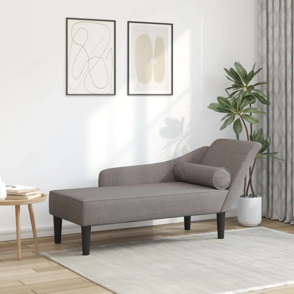 Chaise Longue Con Cuscini Tortora İn Tessuto /