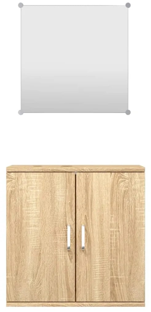 Set mobili da bagno 2 pz rovere in legno multistrato