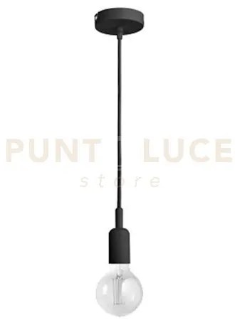 Gso081- pendente flip cavo in stoffa e rosone nero satinato 1 luce ...